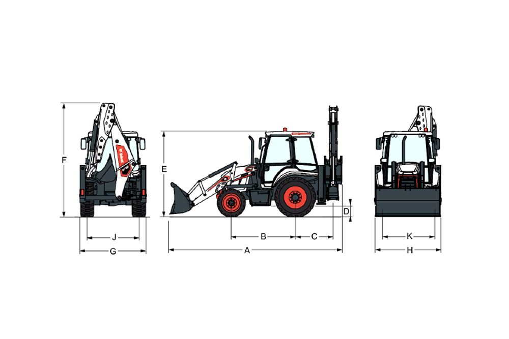Dimensions Tractopelle Bobcat B730R
